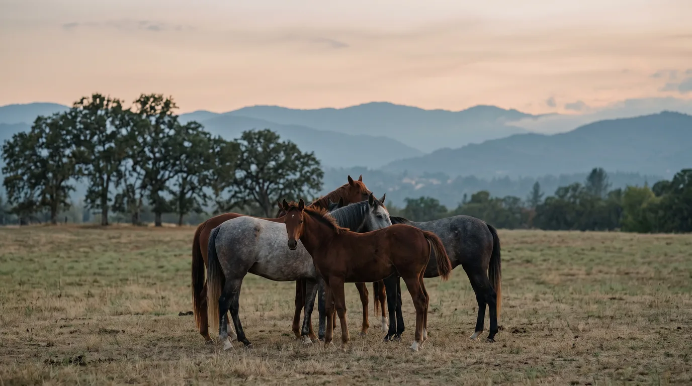 Chevaux en liberté, Ferme de Chanteblé, Drôme